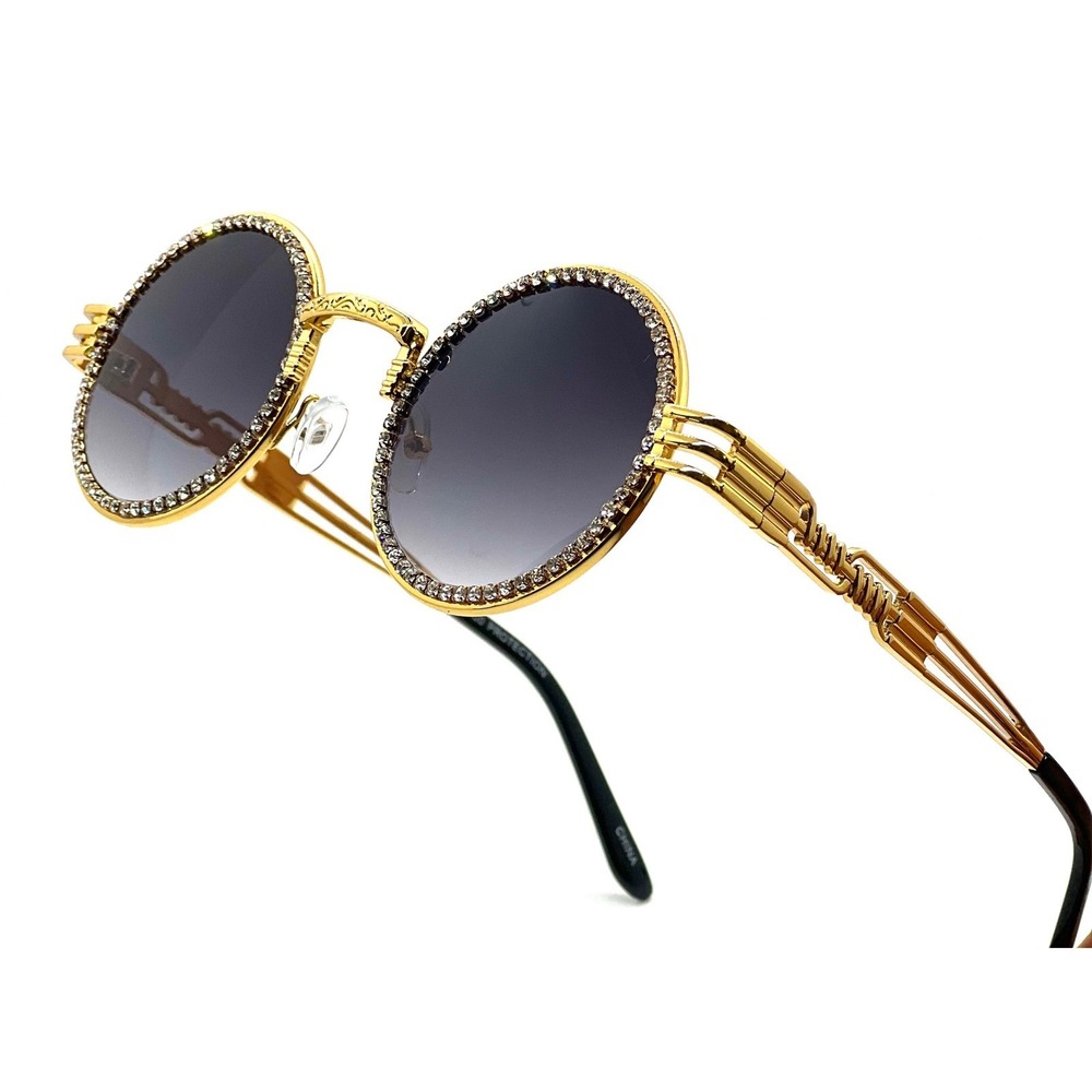 Rhinestone Sunglasses Gold Frame UV400 Protection Fashion Shades Hip Hop‎ Style